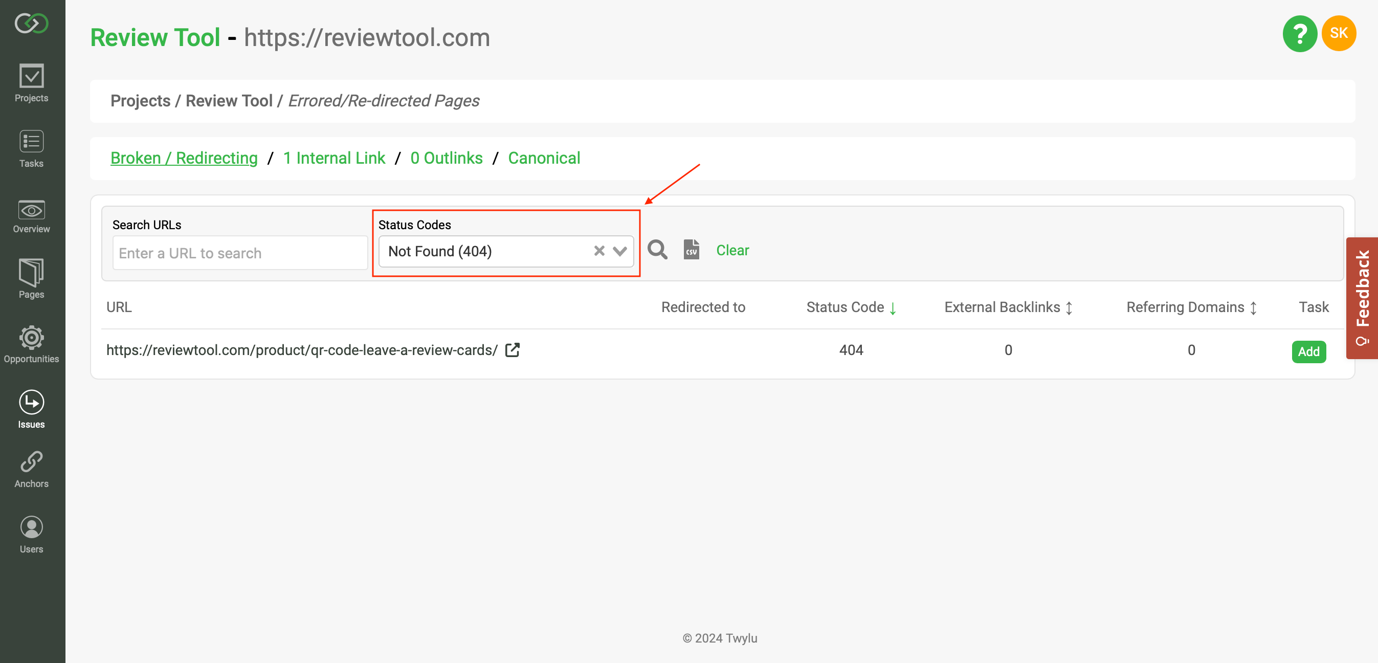 Twylu Internal Links Issues Report Broken Links